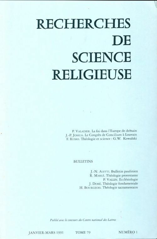 Livrenpoche : Recherches de science religieuse n°79-1 - Collectif - Livre