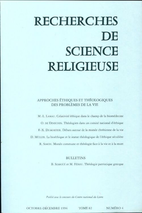 Livrenpoche : Recherches de science religieuse n°82-4 - Collectif - Livre