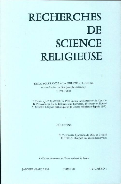Livrenpoche : Recherches de science religieuse n°78-1 - Collectif - Livre
