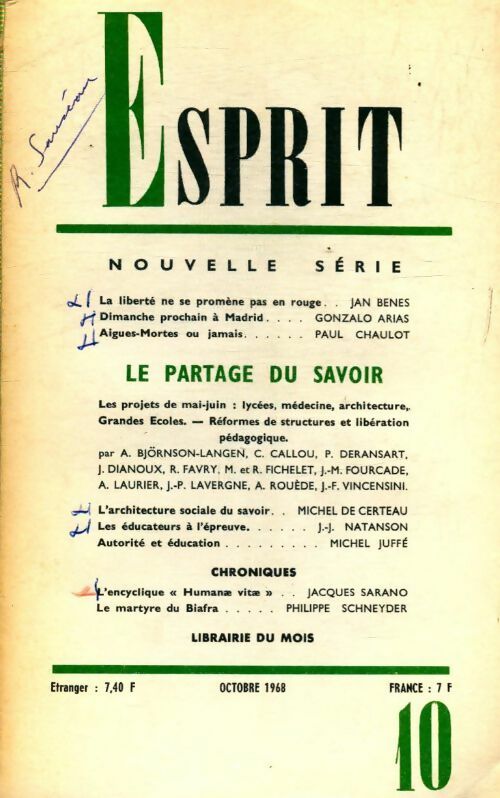 Livrenpoche : Esprit n°374 : Le partage du savoir - Collectif - Livre