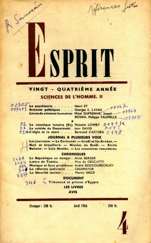 Livrenpoche : Esprit n°237 : sciences de l'homme II - Collectif - Livre