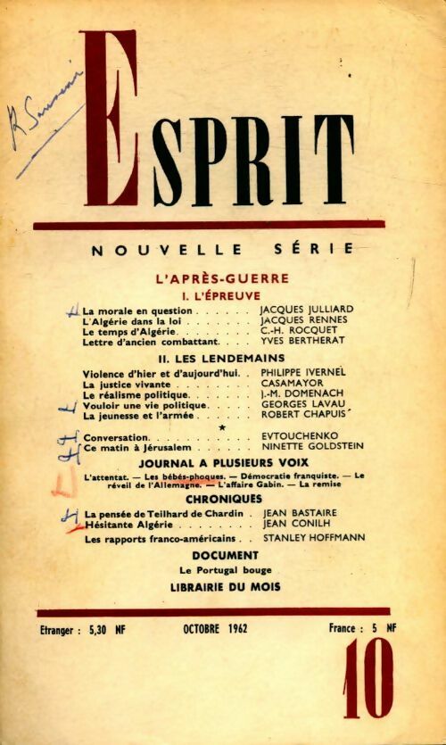 Livrenpoche : Esprit n°310 : L'après-guerre - Collectif - Livre