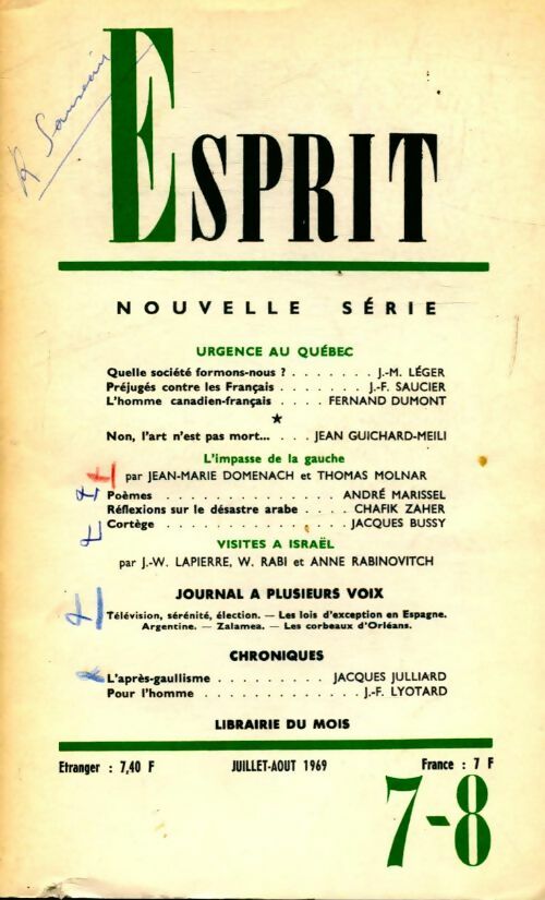 Livrenpoche : Esprit n°383 : Urgence au Québec - Collectif - Livre