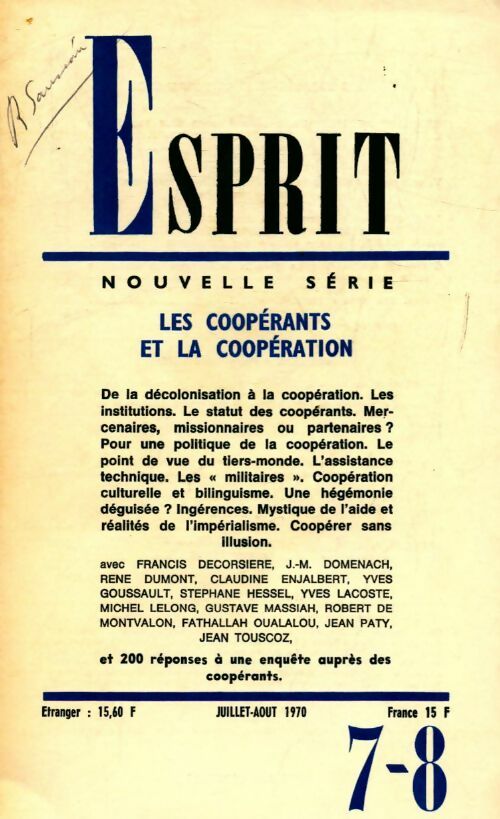 Livrenpoche : Esprit n°394 : Les coopérants et la coopération - Collectif - Livre