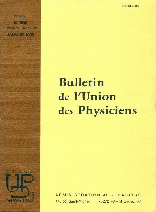 Livrenpoche : Bulletin de l'union des physiciens n°800 - Collectif - Livre