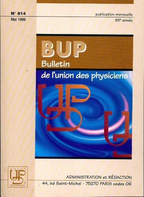 Livrenpoche : Bulletin de l'union des physiciens n°814 - Collectif - Livre
