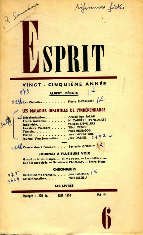 Livrenpoche : Esprit n°251 : Les maladies infantiles de l'indépendance - Collectif - Livre