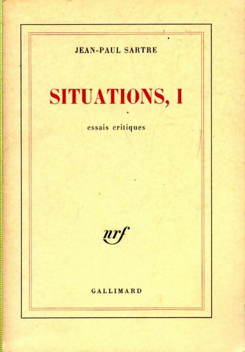 Livrenpoche : Situatiuons, 1 - Jean-Paul Sartre - Livre