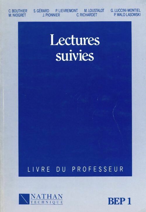 Livrenpoche : Lectures suivies BEP 1. Livre du professeur - Bouthier - Livre