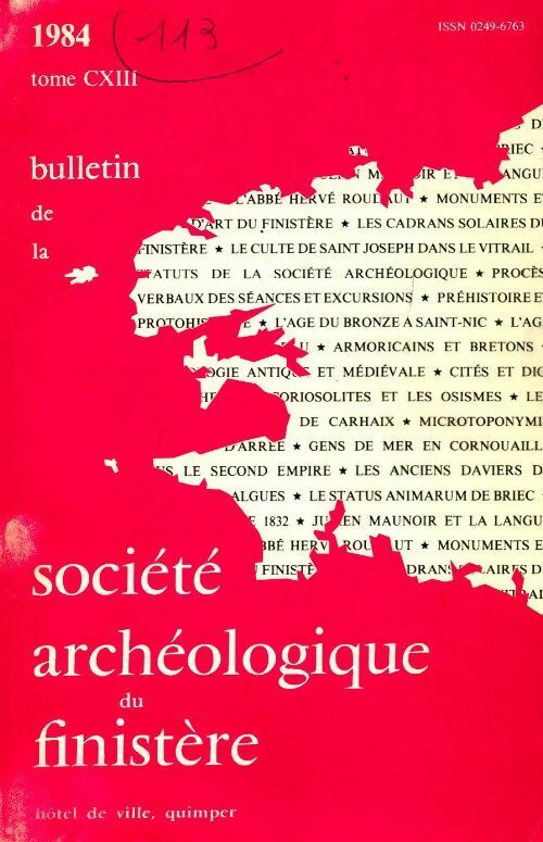 Livrenpoche : Bulletin de la société archéologique du Finistère Tome CXIII - Collectif - Livre