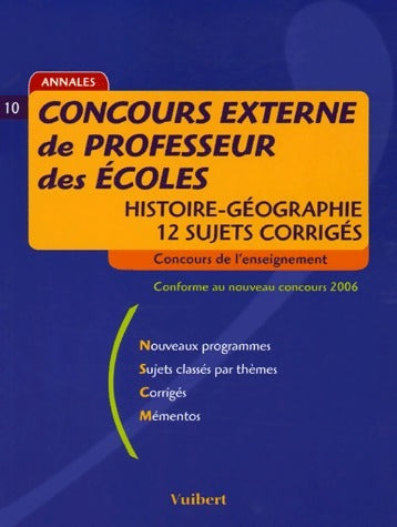 Livrenpoche : Concours externe de professeur des écoles histoire-géographie : 12 sujets corrigés - Collectif - Livre