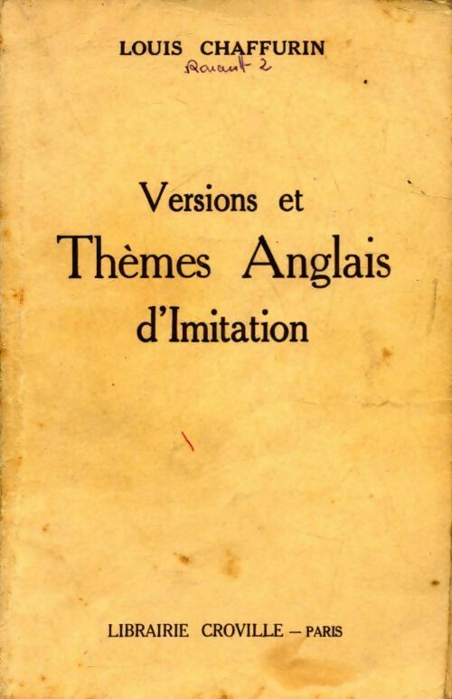 Livrenpoche : Versions et thèmes anglais d'imitation - Louis Chaffurin - Livre