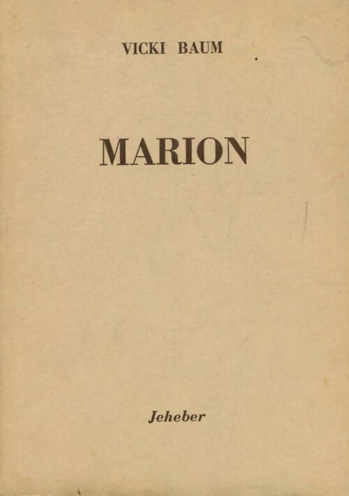 Livrenpoche : Marion - Vicki Baum - Livre