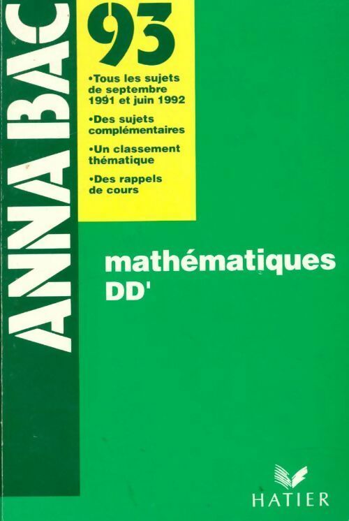 Livrenpoche : Mathématiques Terminales D, D' sujets 1993 - Collectif - Livre
