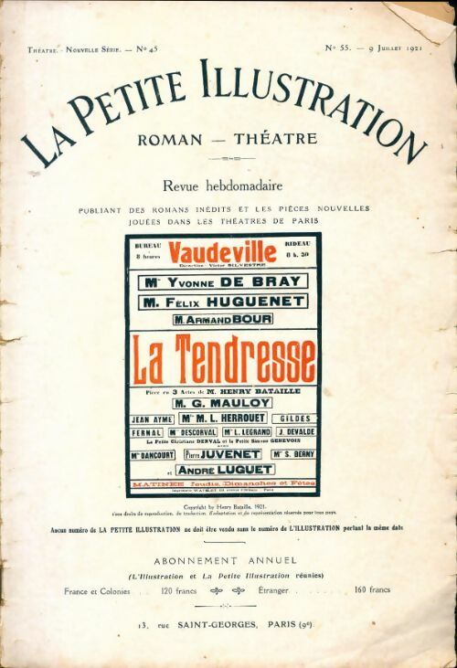Livrenpoche : La petite illustration n°55 Théâtre n°45 : La tendresse - Collectif - Livre