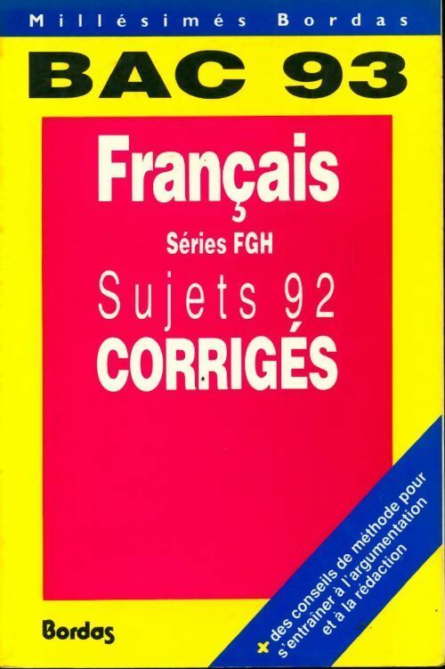 Livrenpoche : Français Séries F, G, H Sujets corrigés 92 - Collectif - Livre