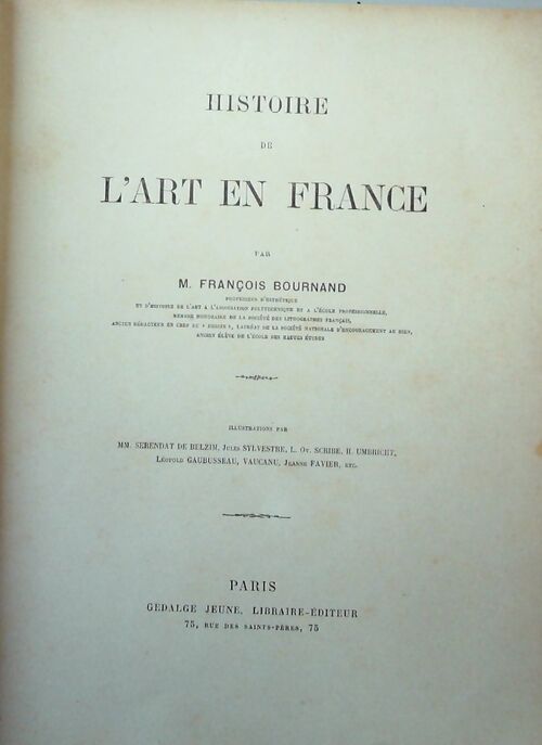 Livrenpoche : Histoire de l'art en France - François Bournand - Livre