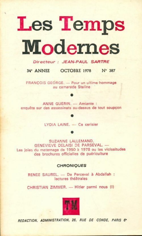 Livrenpoche : Les temps modernes n°387 - Collectif - Livre