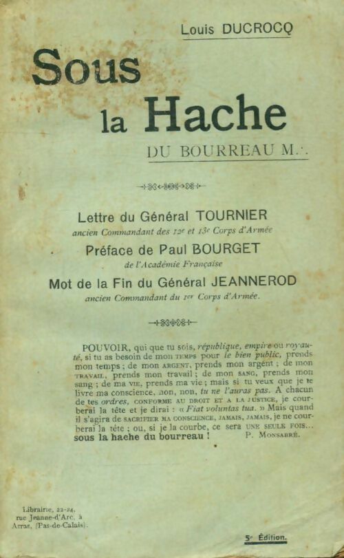 Livrenpoche : Sous la hache du bourreau M. - Louis Ducrocq - Livre
