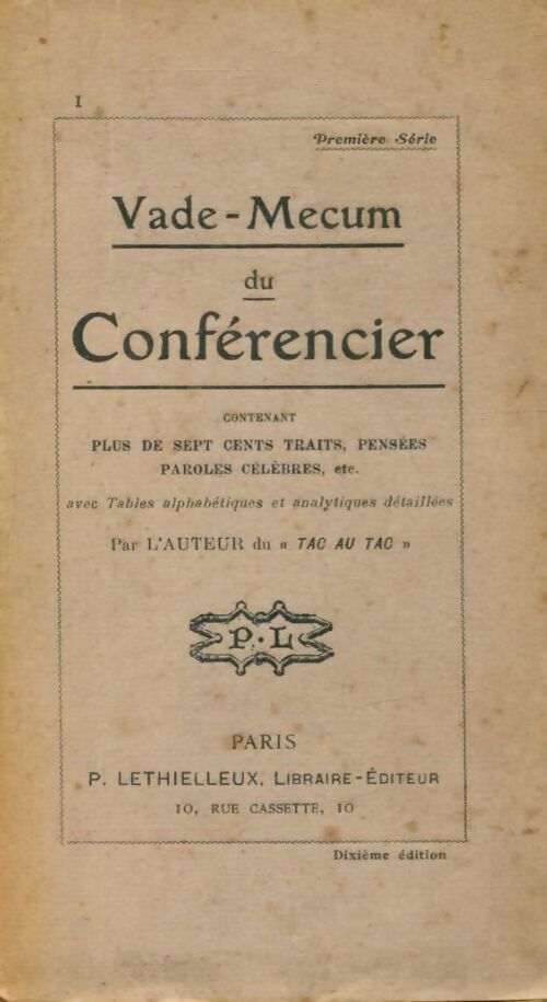 Livrenpoche : Vade mecum du conférencier - Ernest Augier - Livre
