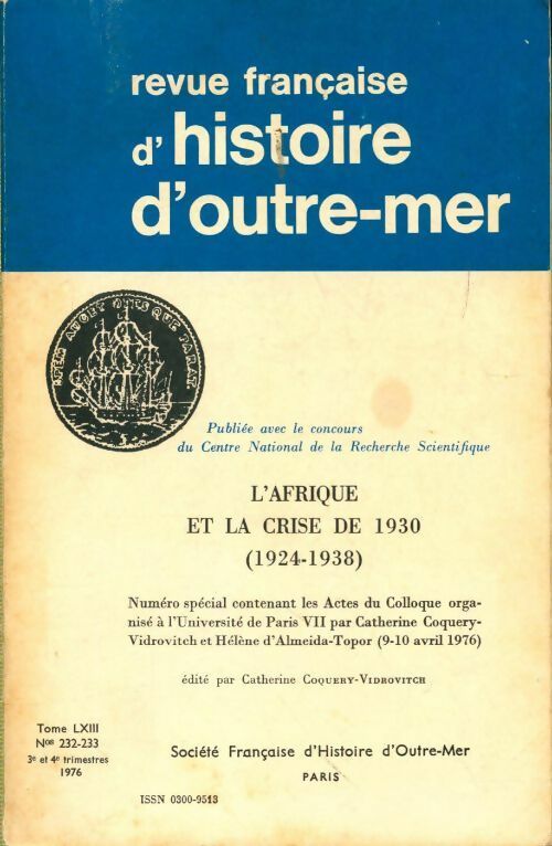 Livrenpoche : Revue française d'histoire d'outre-mer n°232-233 - Collectif - Livre