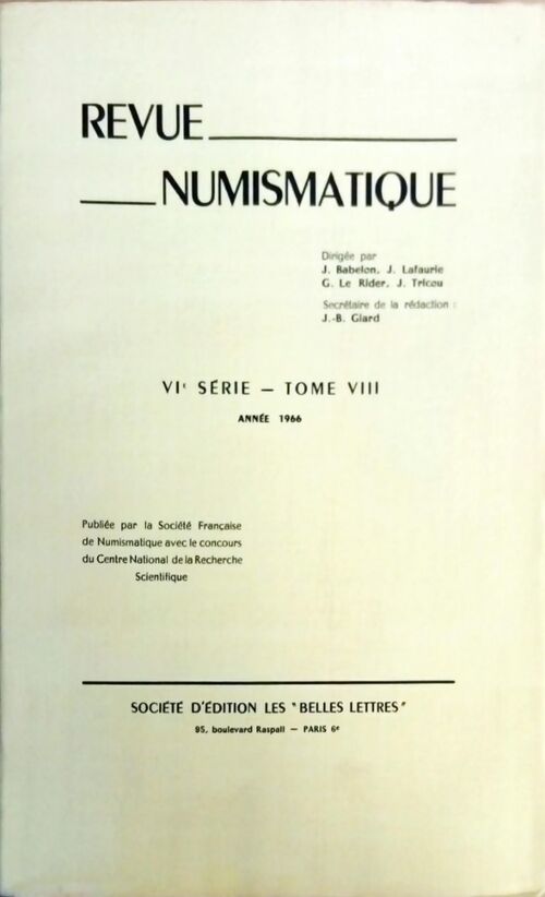 Livrenpoche : Revue numismatique VIe série Tome VIII 1966 - Collectif - Livre