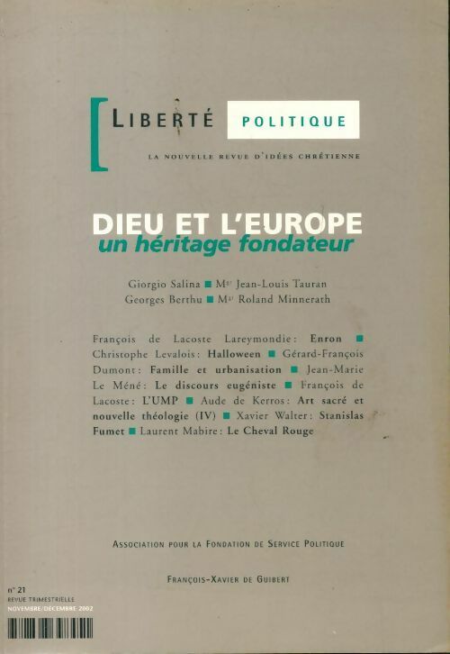 Livrenpoche : Liberté politique n°21 : Dieu et l'Europe - Collectif - Livre
