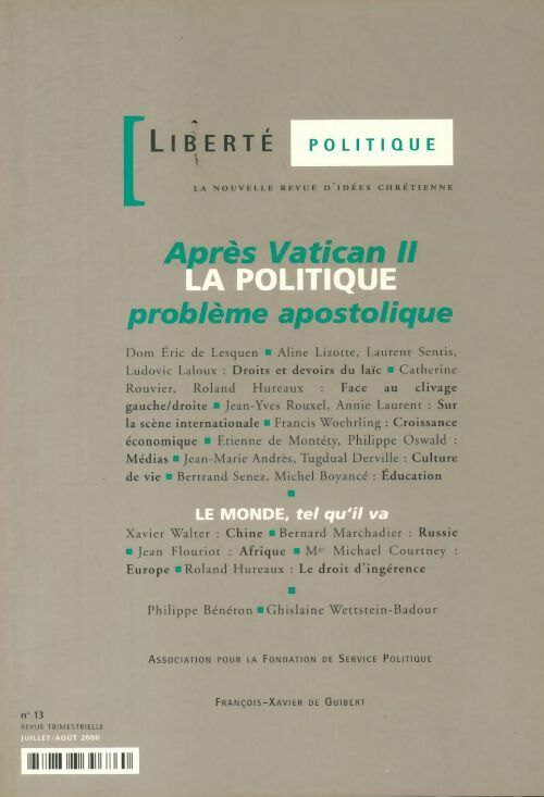 Livrenpoche : Liberté politique n°13 : Après Vatican II - Collectif - Livre