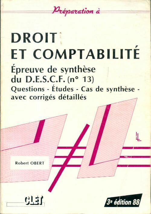 Livrenpoche : Droit et comptabilité DESCF - Robert Obert - Livre