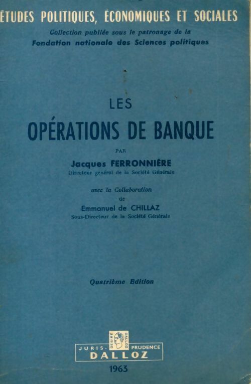 Livrenpoche : Les opérations de banque - Jacques Ferronnière - Livre