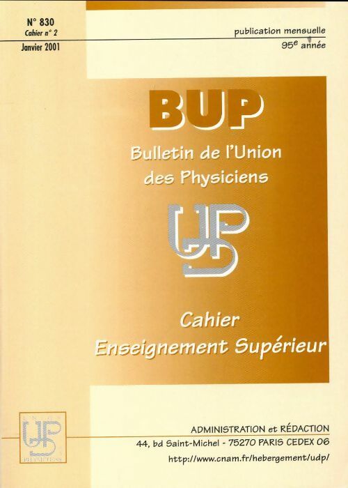 Livrenpoche : Bulletin de l'union des physiciens n°830 cahier n°2 - Collectif - Livre