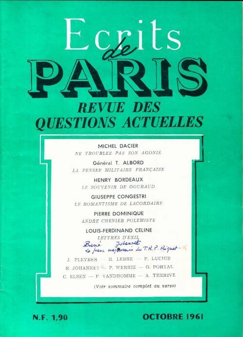 Livrenpoche : Ecrits de Paris n°197 - Collectif - Livre