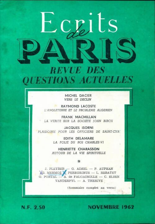 Livrenpoche : Ecrits de Paris n°209 - Collectif - Livre