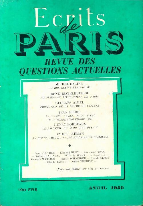 Livrenpoche : Ecrits de Paris n°170 - Collectif - Livre