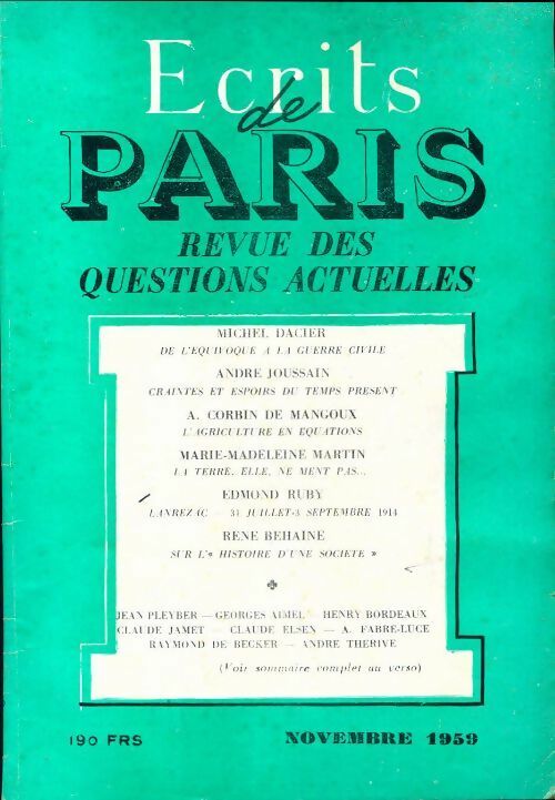 Livrenpoche : Ecrits de Paris n°176 - Collectif - Livre