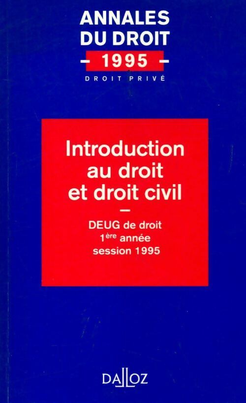Livrenpoche : Introduction au droit et droit civil 1994 - Collectif - Livre
