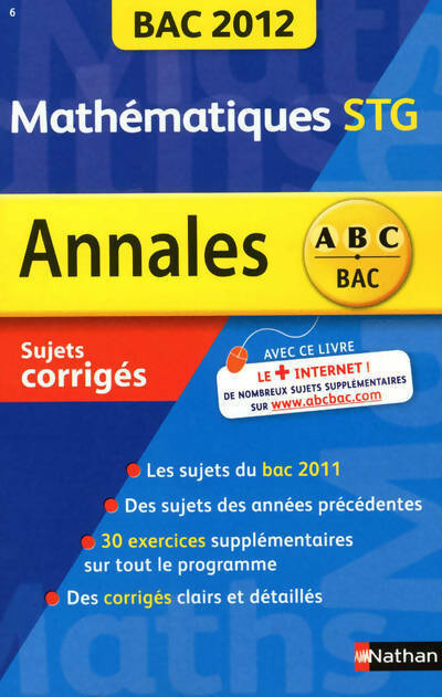 Livrenpoche : Mathématiques Terminales STG Sujets corrigés 2012 - Michel Poncy - Livre