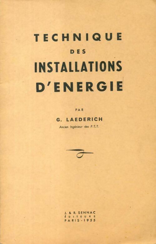 Livrenpoche : Technique des installations d'énergie - G Laederich - Livre