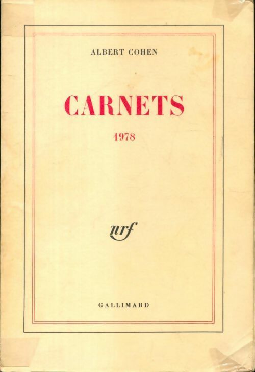 Livrenpoche : Carnets 1978 - Albert Cohen - Livre
