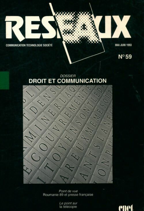 Livrenpoche : Réseaux n°59 : Droit et communication - Collectif - Livre