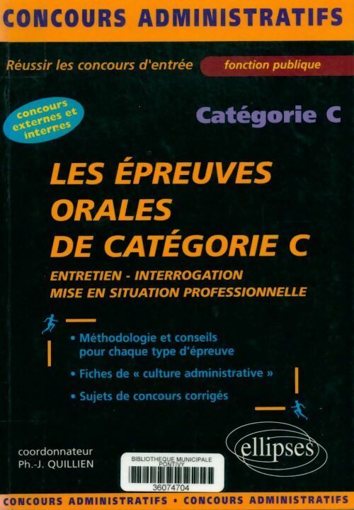 Livrenpoche : Les épreuves orales de catégorie C - Philippe-Jean Quillien - Livre