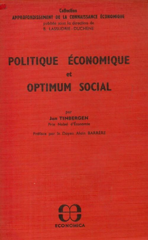 Livrenpoche : Politique économique et optimum social - Jan Tinbergen - Livre