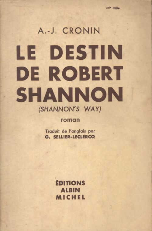 Livrenpoche : Le destin de Robert Shannon - Archibald Joseph Cronin - Livre