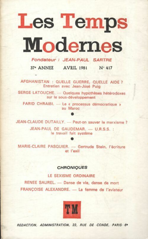 Livrenpoche : Les temps modernes n°417 - Collectif - Livre