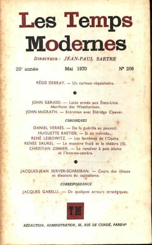 Livrenpoche : Les temps modernes n°286 - Collectif - Livre
