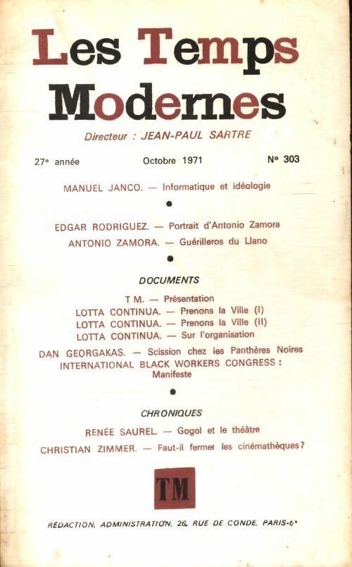 Livrenpoche : Les temps modernes n°303 - Collectif - Livre