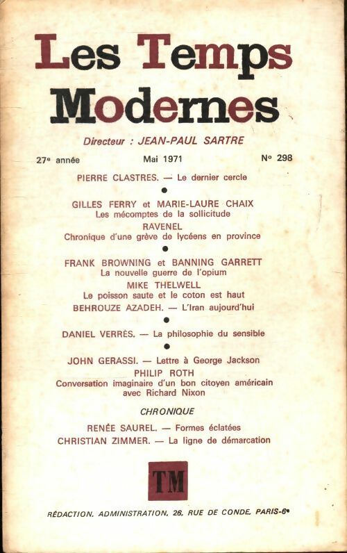 Livrenpoche : Les temps modernes n°298 - Collectif - Livre