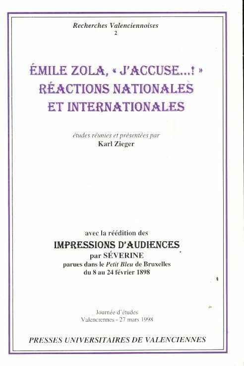 Livrenpoche : Recherches valenciennoises n°2 : Emile Zola, J'accuse - Karl Zieger - Livre