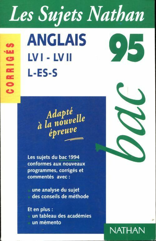 Livrenpoche : Anglais L, ES, S annales 95 - Collectif - Livre