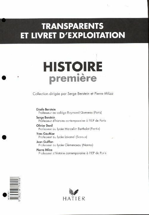 Livrenpoche : Histoire 1ère. Transparents et livret d'exploitation - Serge Berstein - Livre